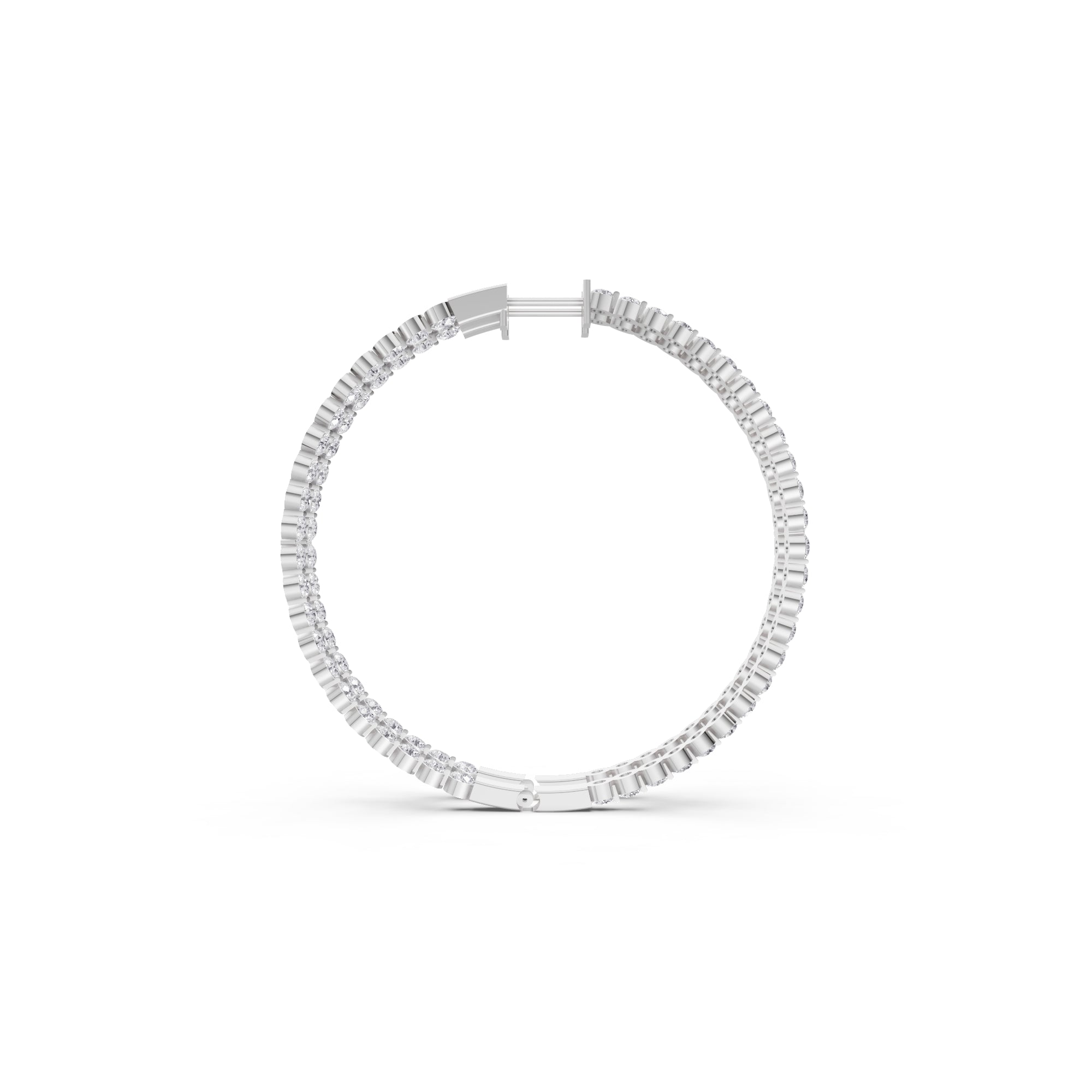 Aarinya Halo Orbit Bezel-Set Lab grown Diamond Hoops, Double-Line Inside-Out Diamond Hoop Earrings