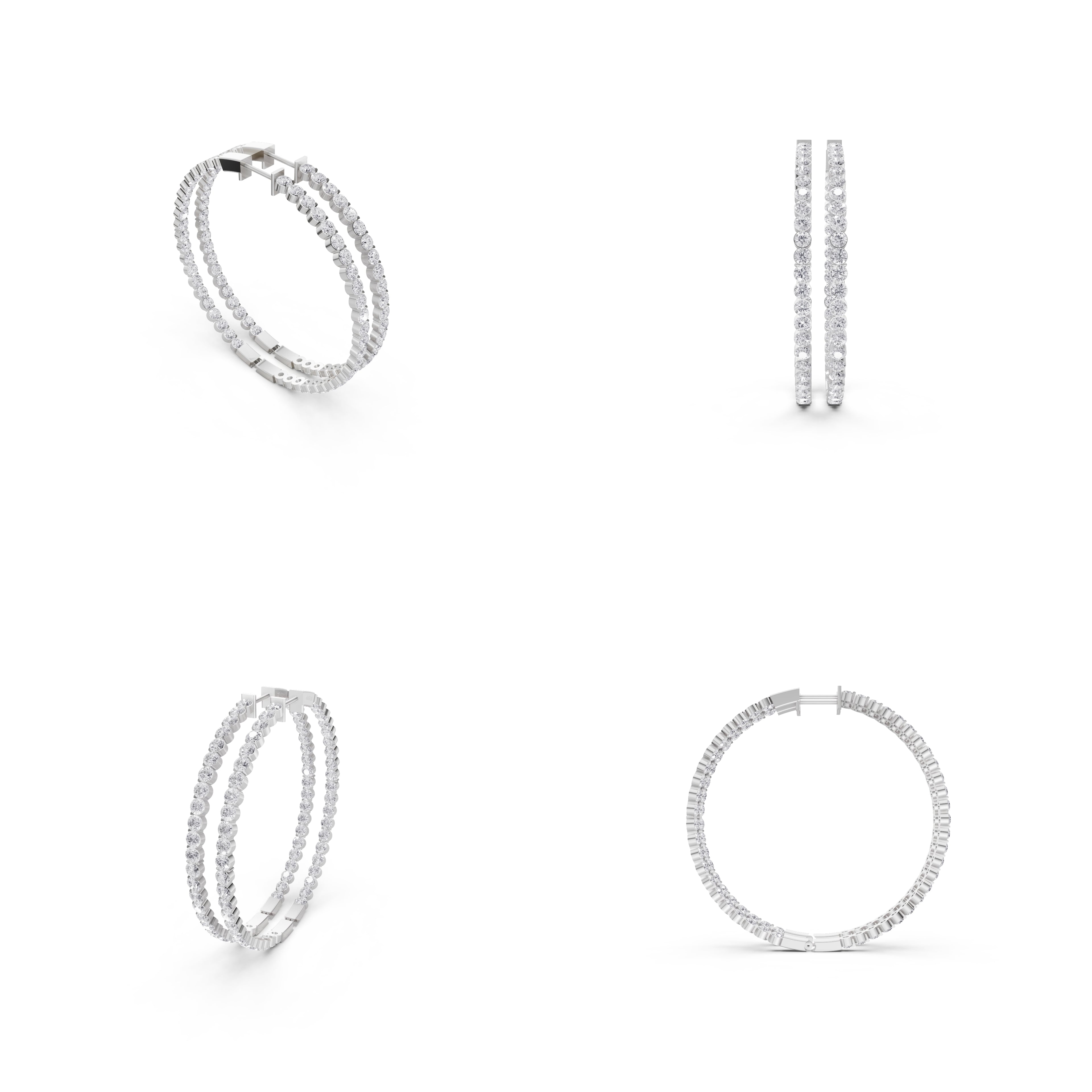 Aarinya Halo Orbit Bezel-Set Lab grown Diamond Hoops, Double-Line Inside-Out Diamond Hoop Earrings