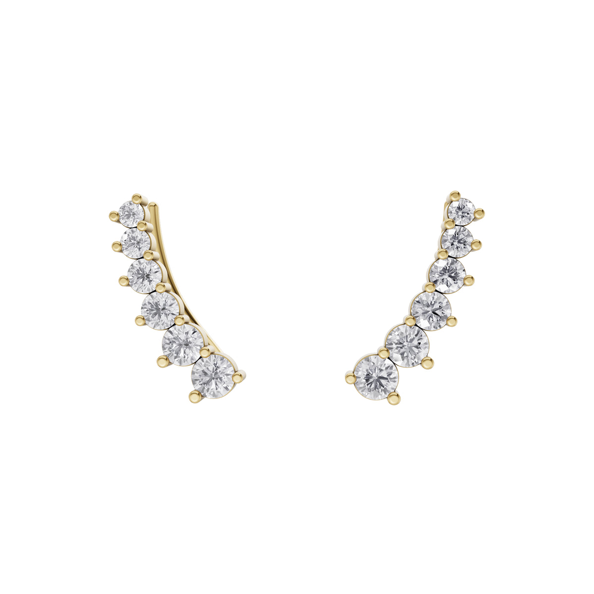 Aarinya Diamond Wave Ear Climbers, Curved Diamond Ear Sweeps