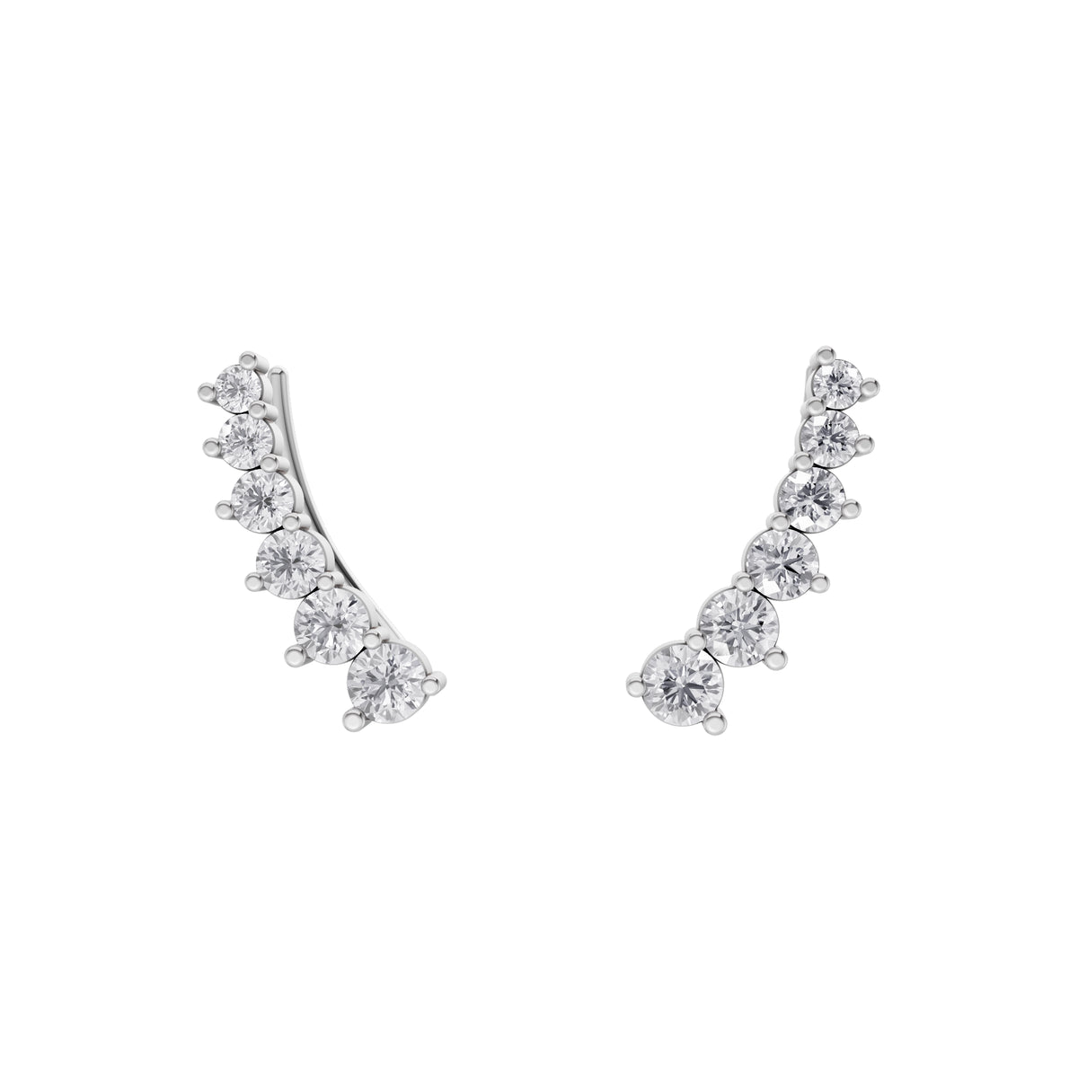 Aarinya Diamond Wave Ear Climbers, Curved Diamond Ear Sweeps