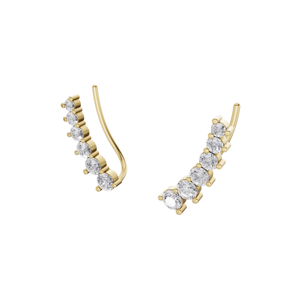 Aarinya Diamond Wave Ear Climbers, Curved Diamond Ear Sweeps