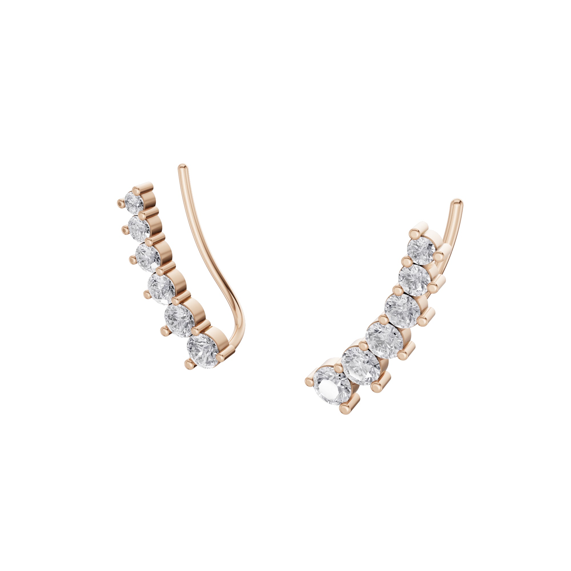 Aarinya Diamond Wave Ear Climbers, Curved Diamond Ear Sweeps