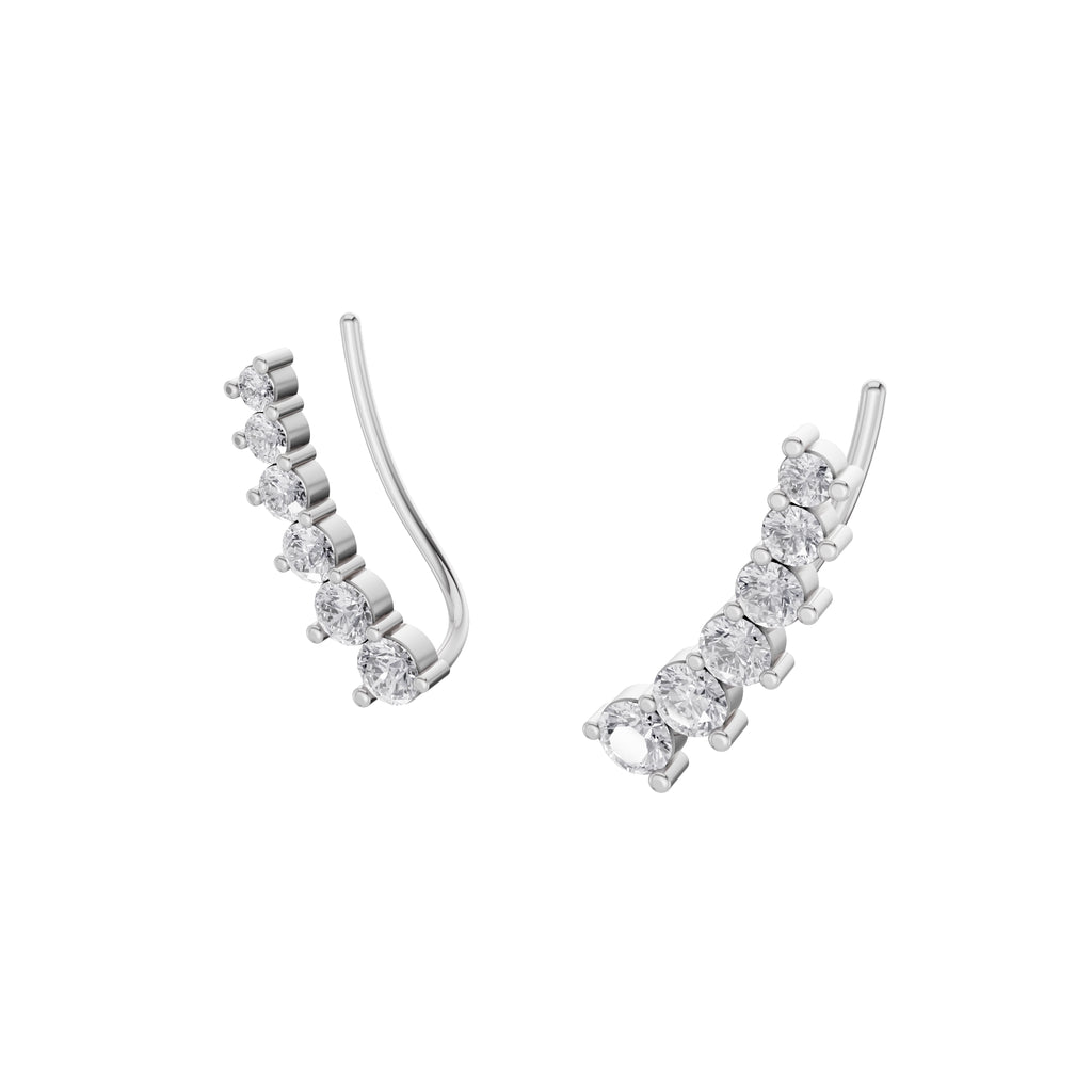 Aarinya Diamond Wave Ear Climbers, Curved Diamond Ear Sweeps