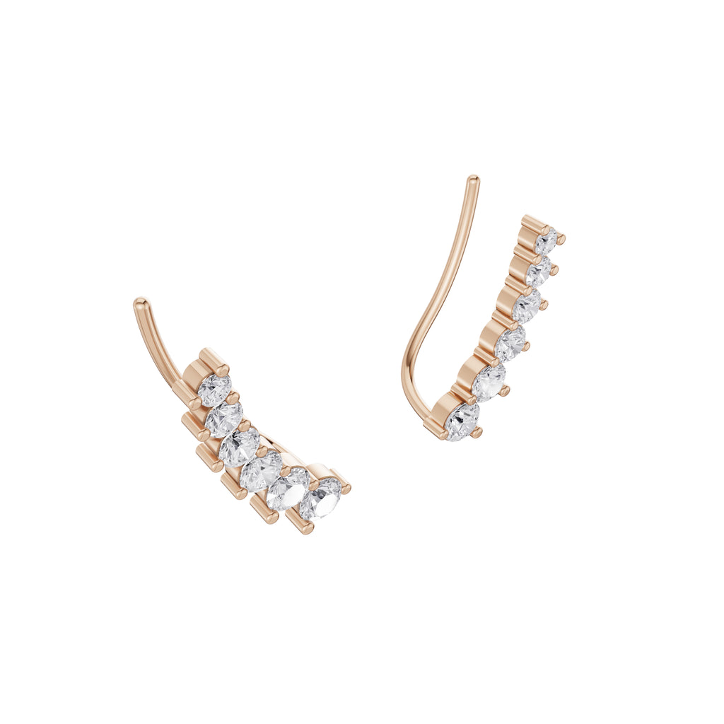 Aarinya Diamond Wave Ear Climbers, Curved Diamond Ear Sweeps
