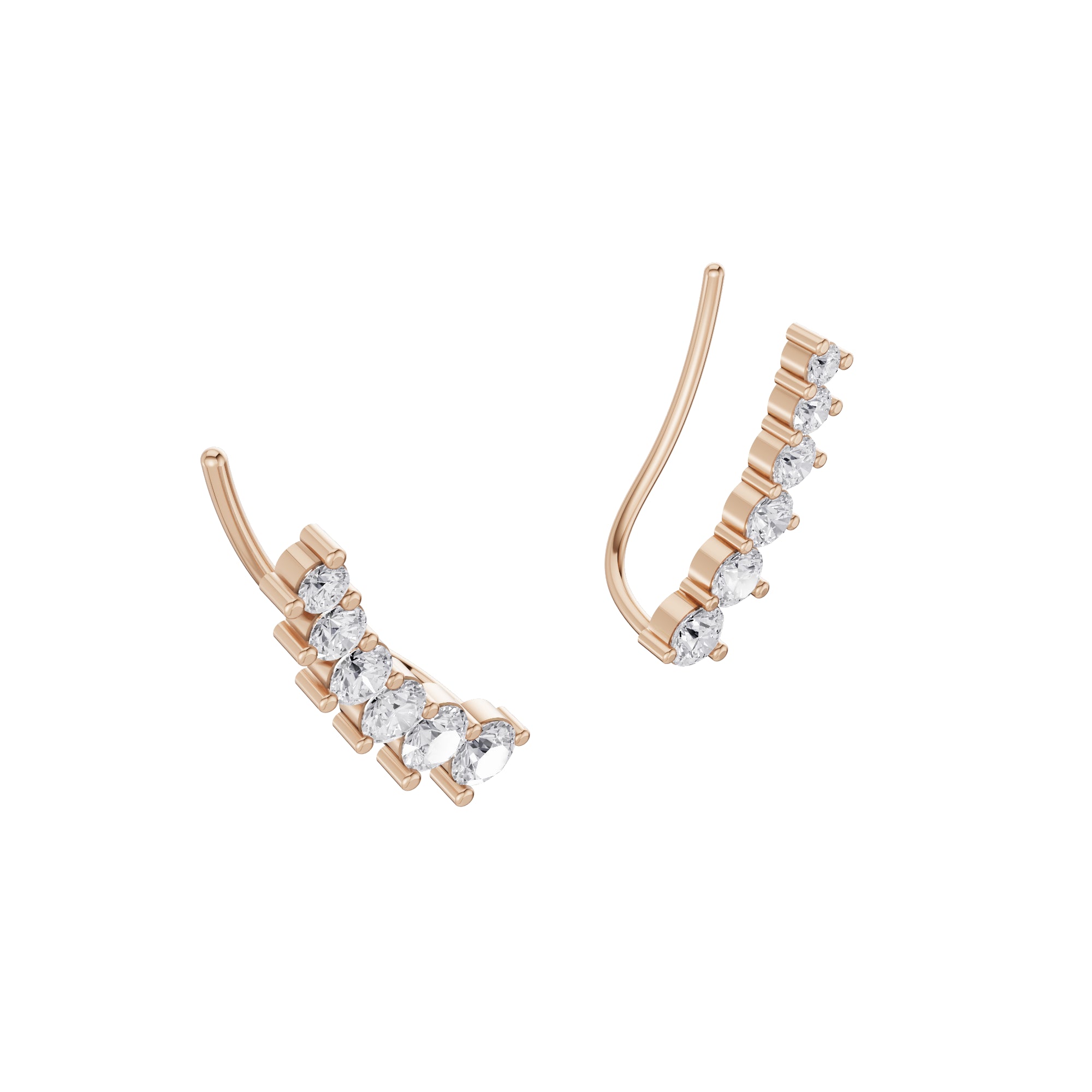 Aarinya Diamond Wave Ear Climbers, Curved Diamond Ear Sweeps