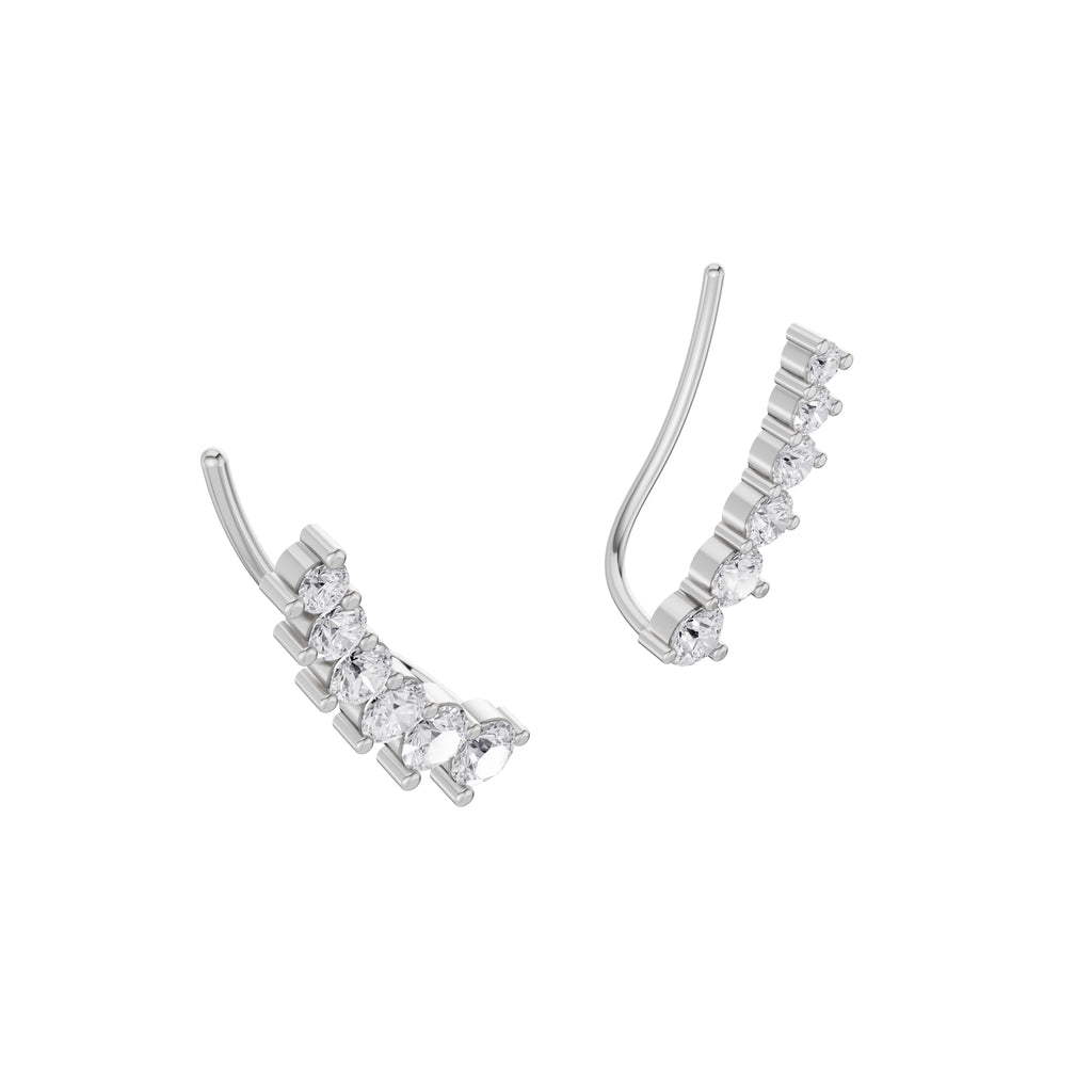 Aarinya Diamond Wave Ear Climbers, Curved Diamond Ear Sweeps