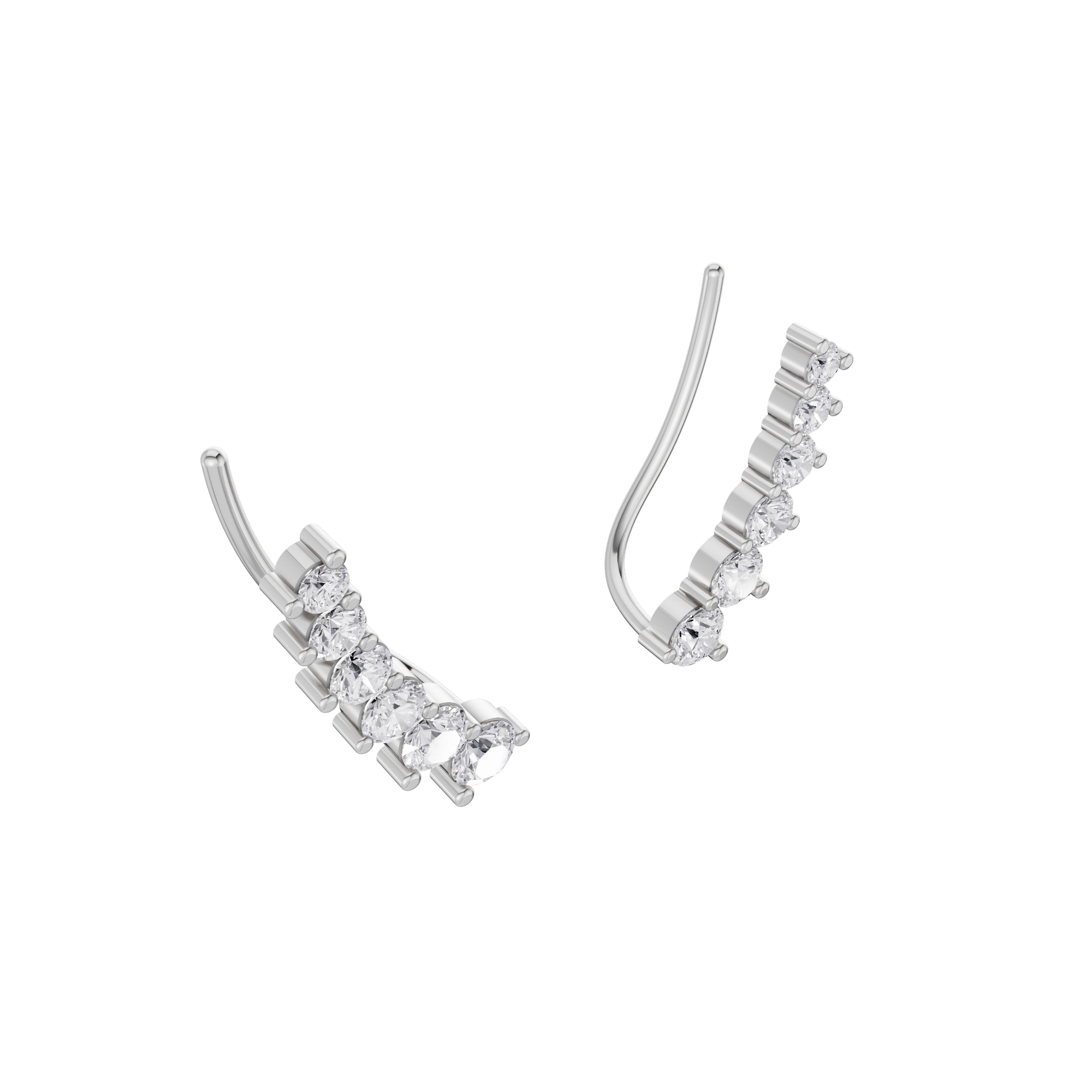 Aarinya Diamond Wave Ear Climbers, Curved Diamond Ear Sweeps