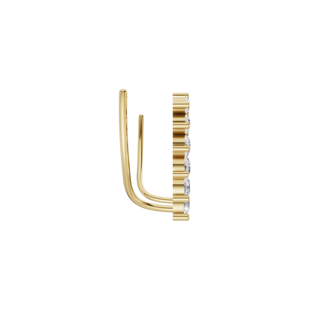 Aarinya Diamond Wave Ear Climbers, Curved Diamond Ear Sweeps