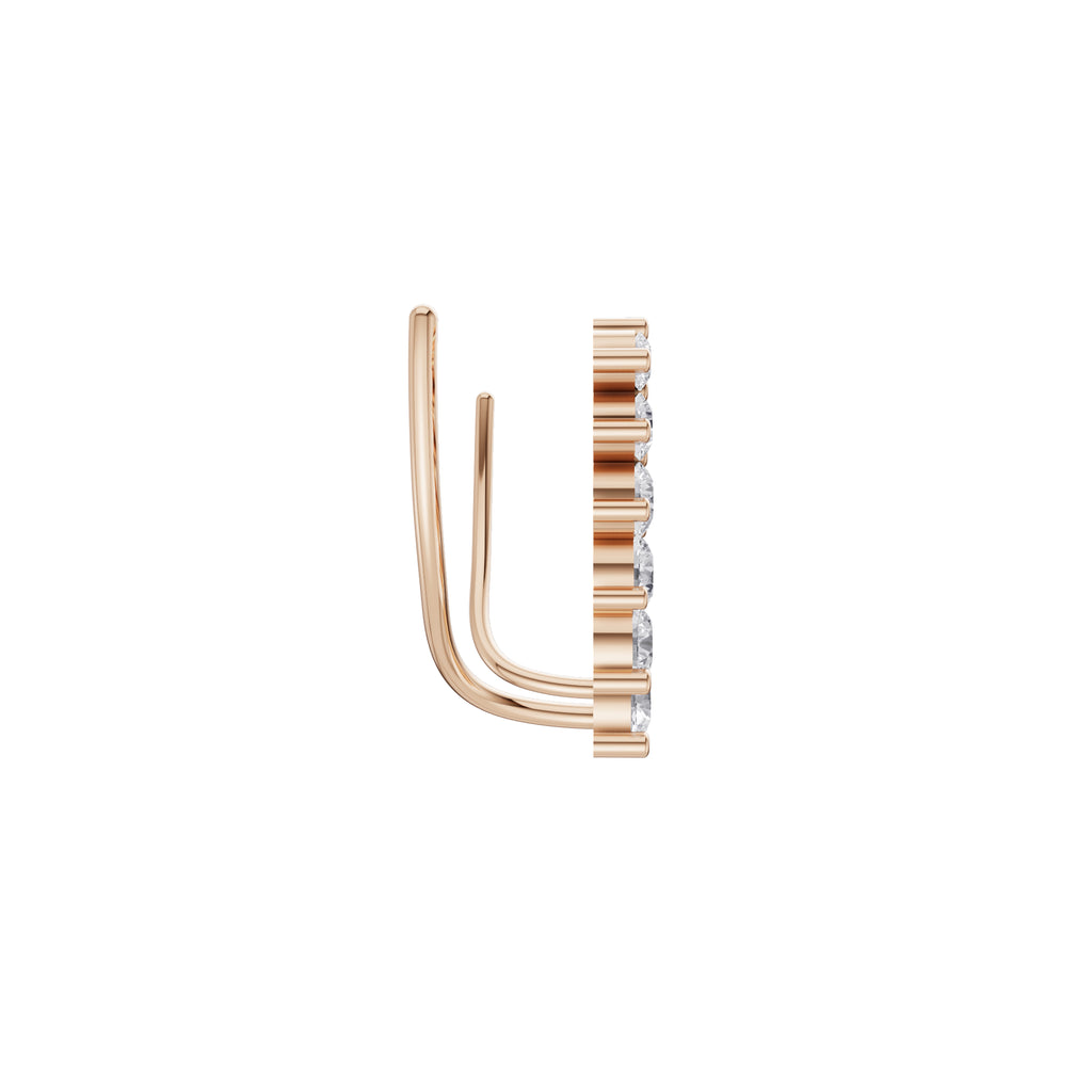 Aarinya Diamond Wave Ear Climbers, Curved Diamond Ear Sweeps