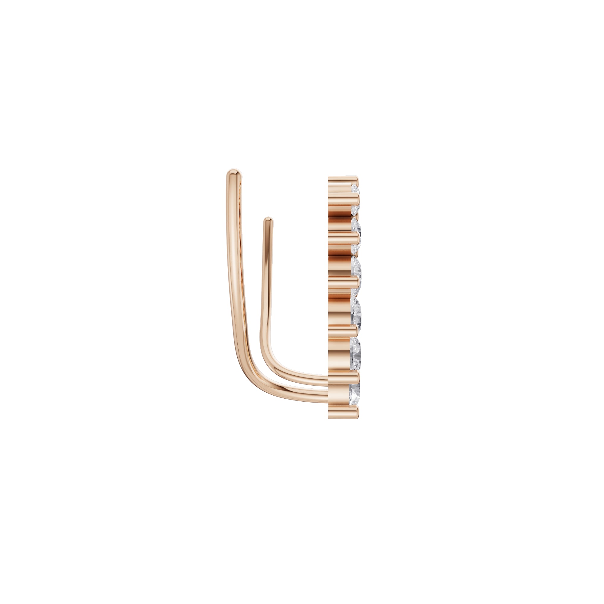 Aarinya Diamond Wave Ear Climbers, Curved Diamond Ear Sweeps