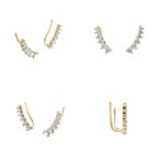 Aarinya Diamond Wave Ear Climbers, Curved Diamond Ear Sweeps