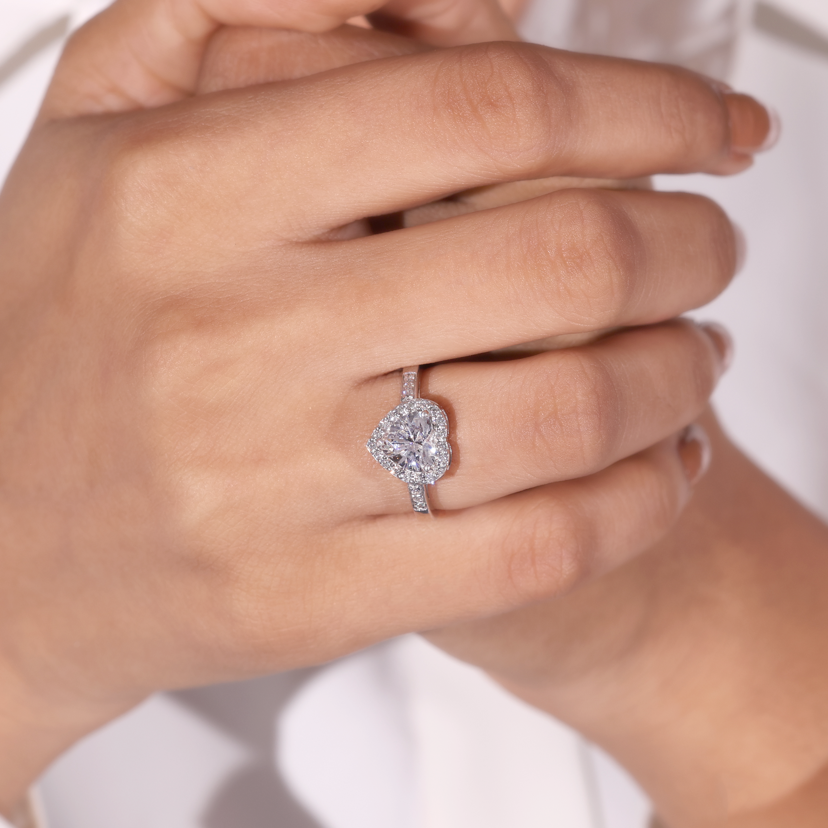 Aarinya Amour Heart Halo Ring, Valentine Radiant Ring, Aarinya Devotion Halo Ring, Heart Shaped Engagement Ring