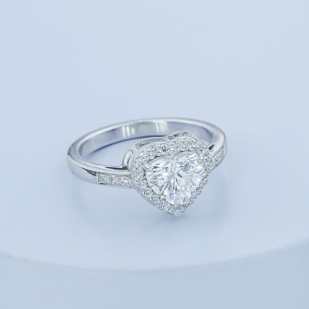 Aarinya Amour Heart Halo Ring, Valentine Radiant Ring, Aarinya Devotion Halo Ring, Heart Shaped Engagement Ring