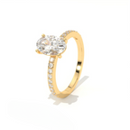 Aarinya Oval Cut Diamond Engagement Ring, Trendy Oval Ring, Birthday Gift Diamond Ring