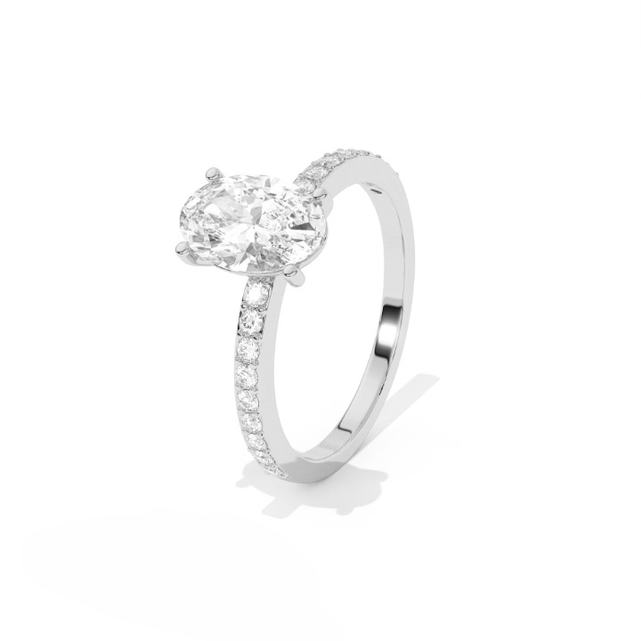 Aarinya Oval Cut Diamond Engagement Ring, Trendy Oval Ring, Birthday Gift Diamond Ring