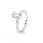 Aarinya Oval Cut Diamond Engagement Ring, Trendy Oval Ring, Birthday Gift Diamond Ring