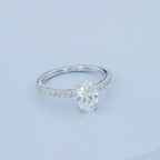 Aarinya Oval Cut Diamond Engagement Ring, Trendy Oval Ring, Birthday Gift Diamond Ring