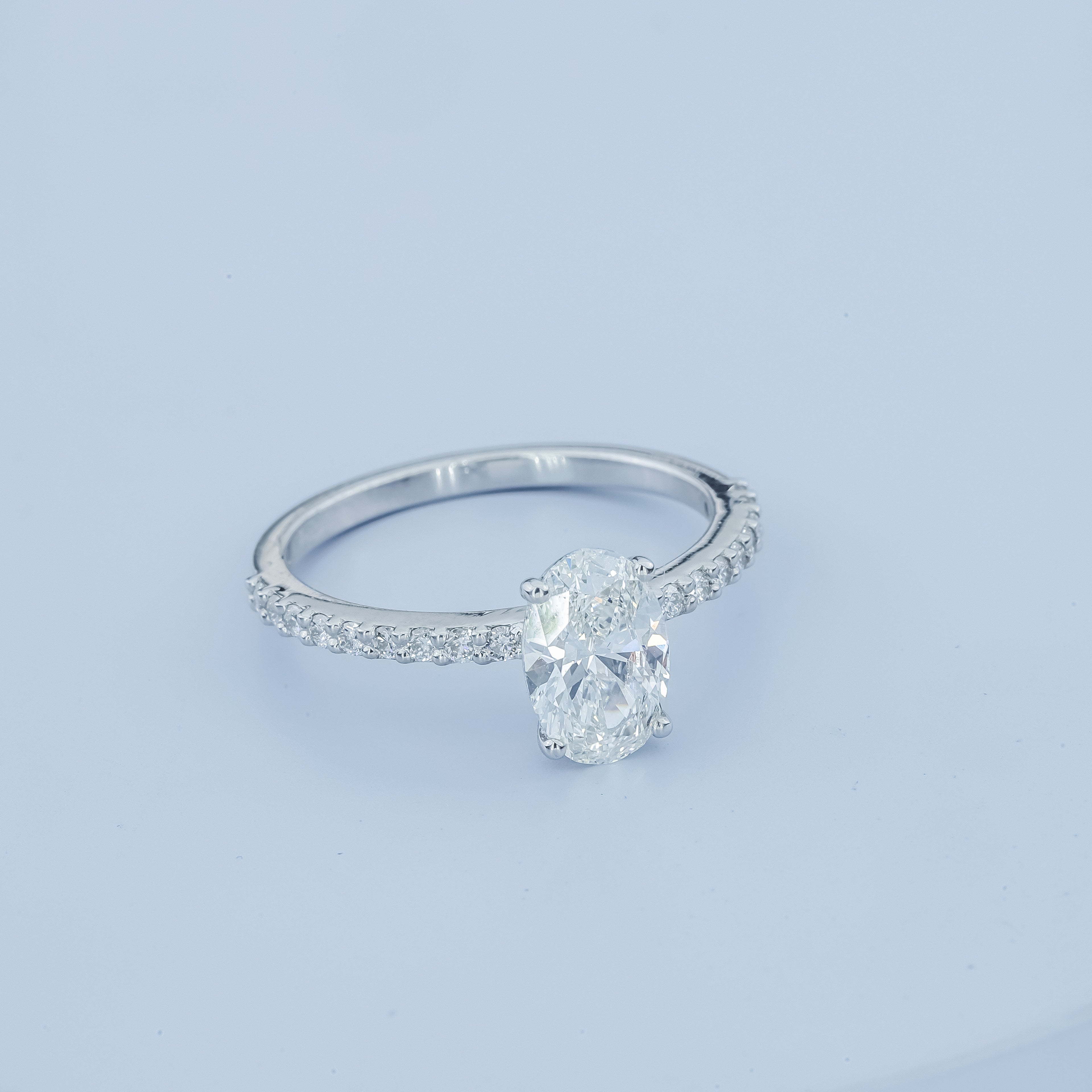 Aarinya Oval Cut Diamond Engagement Ring, Trendy Oval Ring, Birthday Gift Diamond Ring