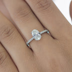 Aarinya Oval Cut Diamond Engagement Ring, Trendy Oval Ring, Birthday Gift Diamond Ring