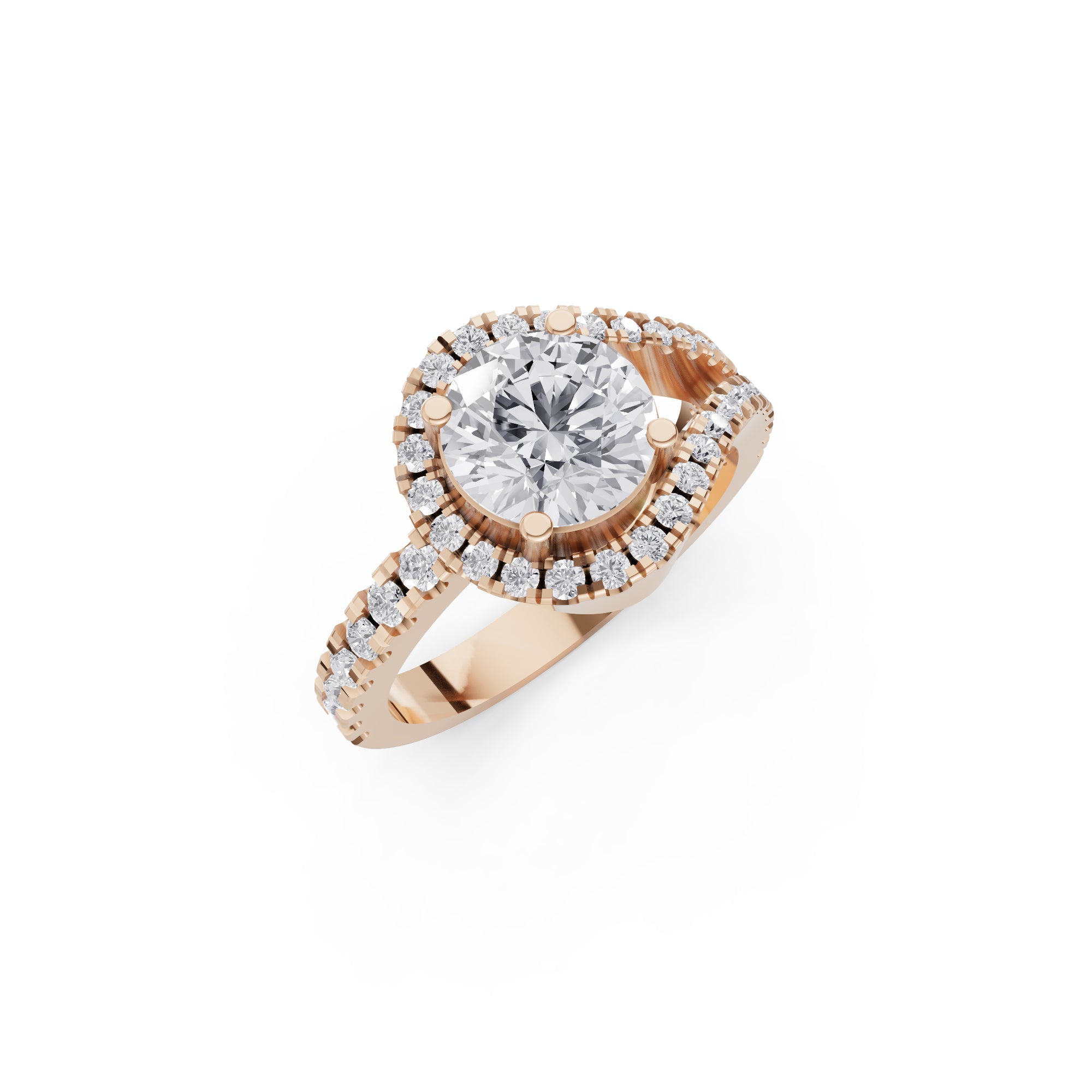 Aarinya Round Cut Diamond Bypass Halo Ring