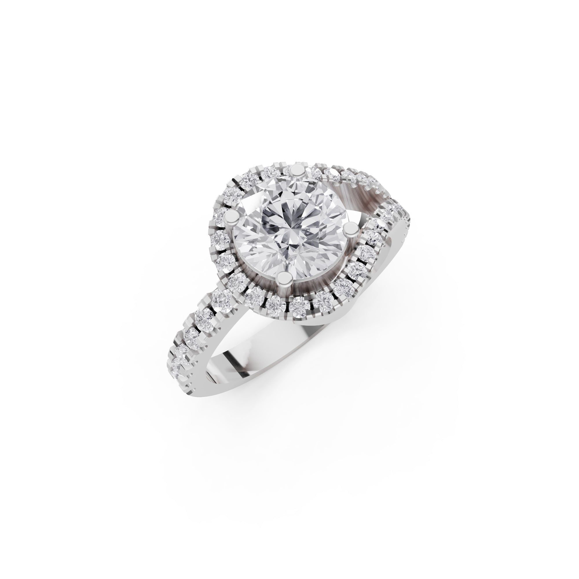 Aarinya Round Cut Diamond Bypass Halo Ring