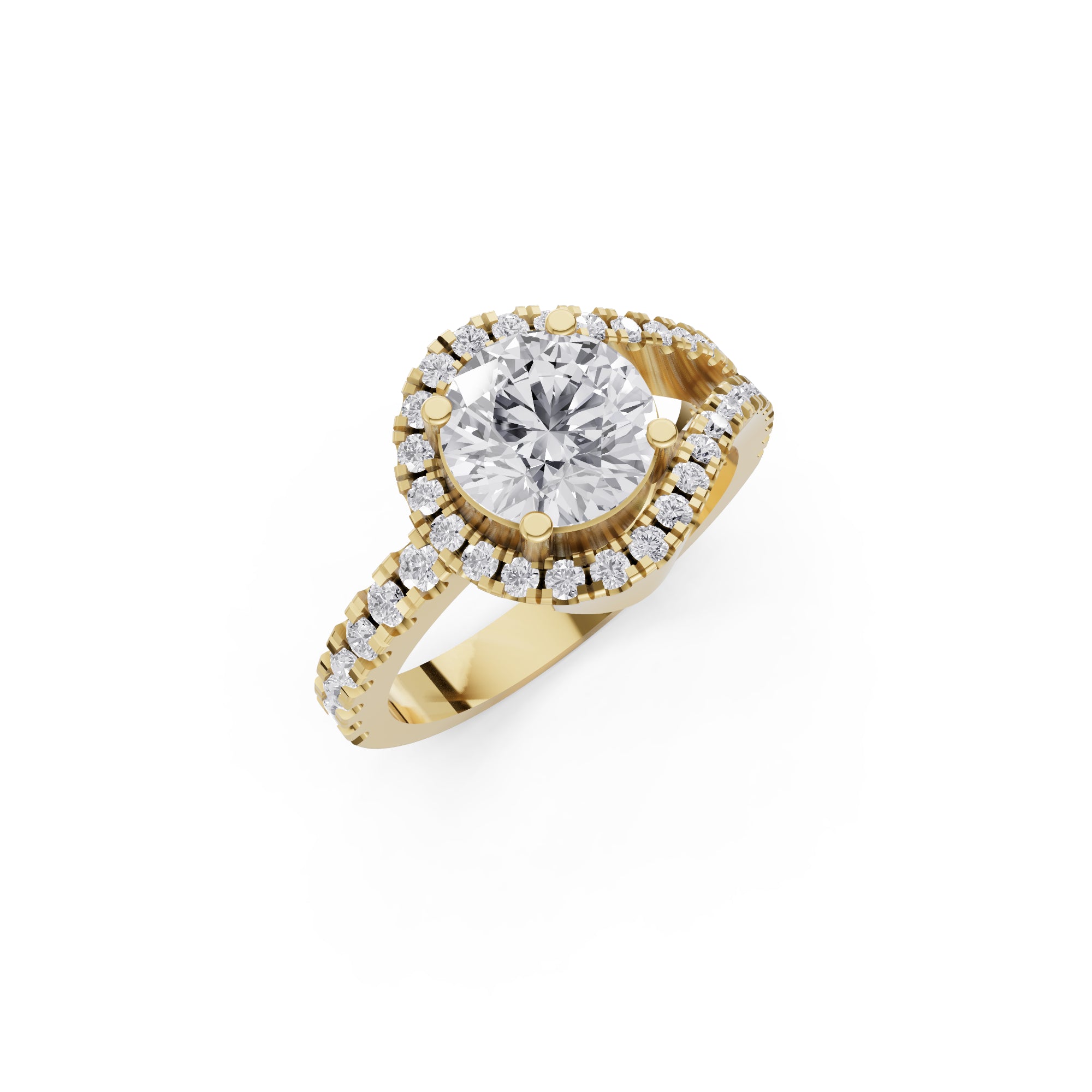 Aarinya Round Cut Diamond Bypass Halo Ring
