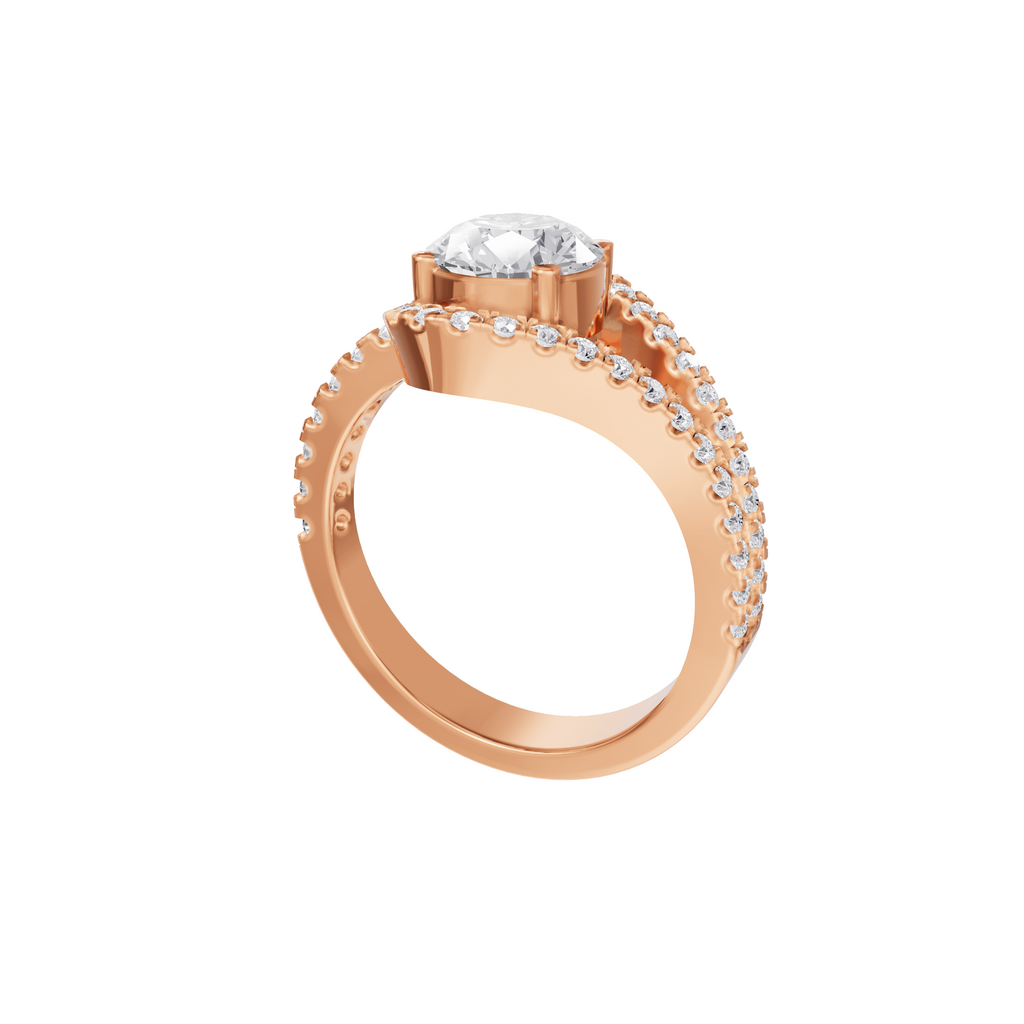 Aarinya Round Cut Diamond Bypass Halo Ring