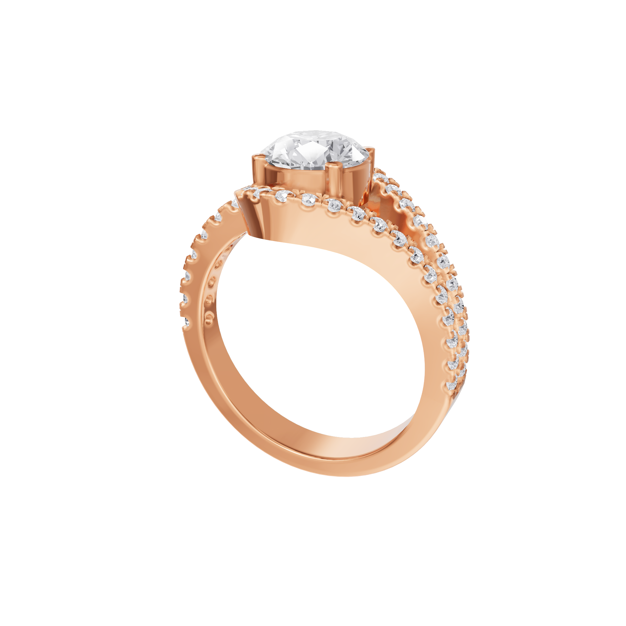 Aarinya Round Cut Diamond Bypass Halo Ring