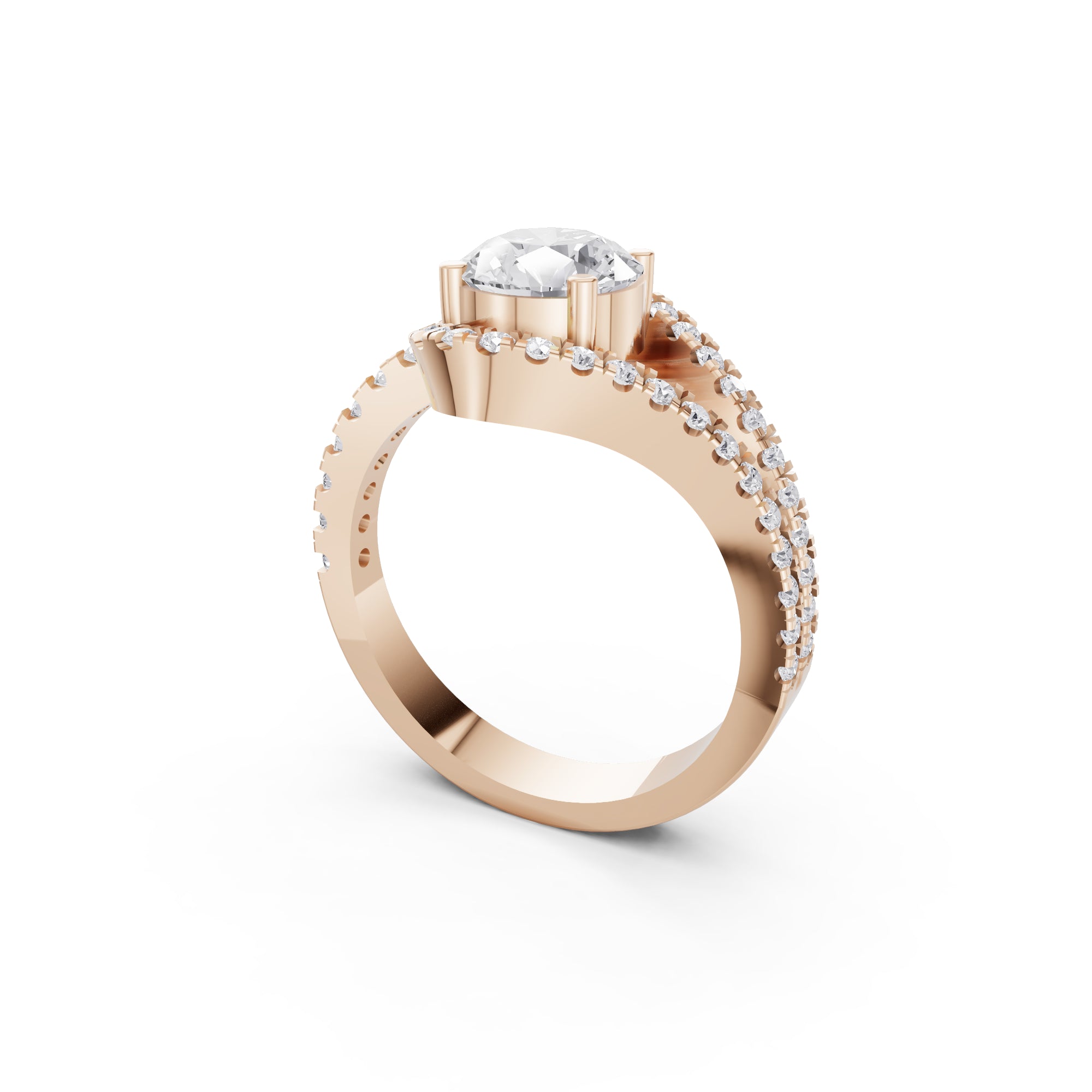 Aarinya Round Cut Diamond Bypass Halo Ring