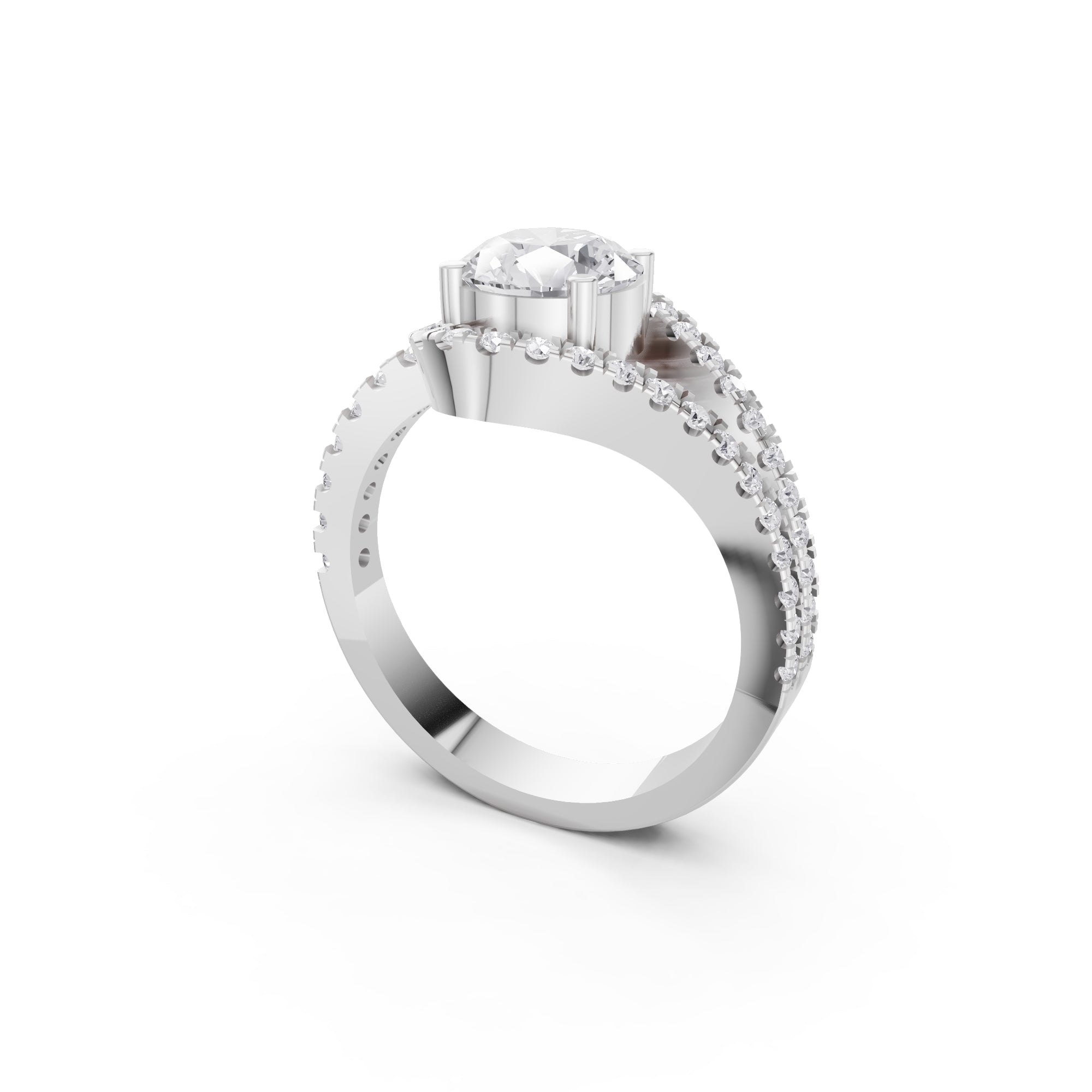Aarinya Round Cut Diamond Bypass Halo Ring