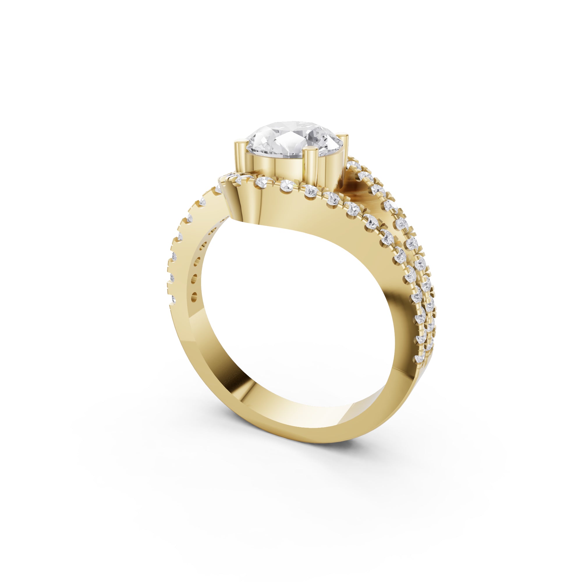 Aarinya Round Cut Diamond Bypass Halo Ring