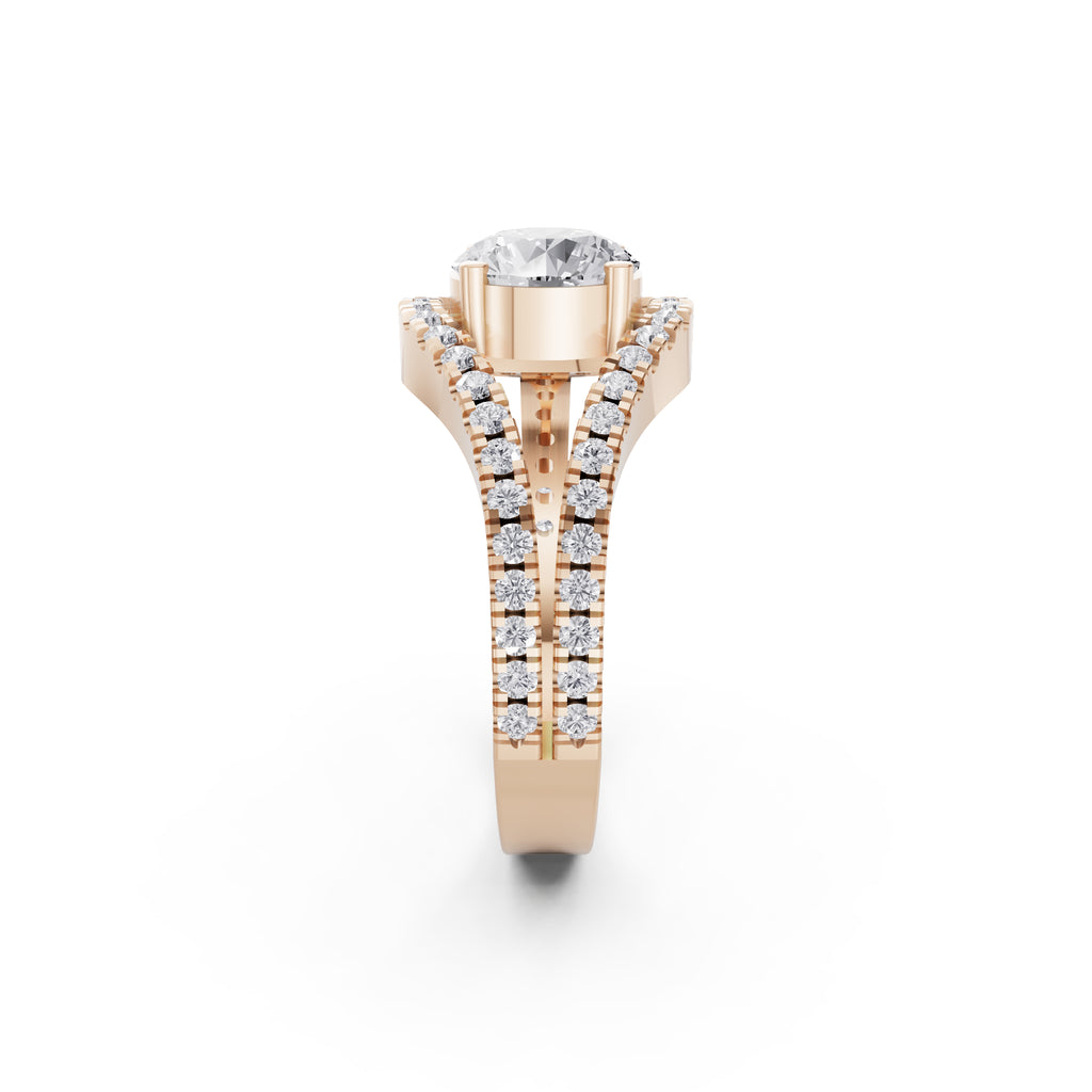 Aarinya Round Cut Diamond Bypass Halo Ring