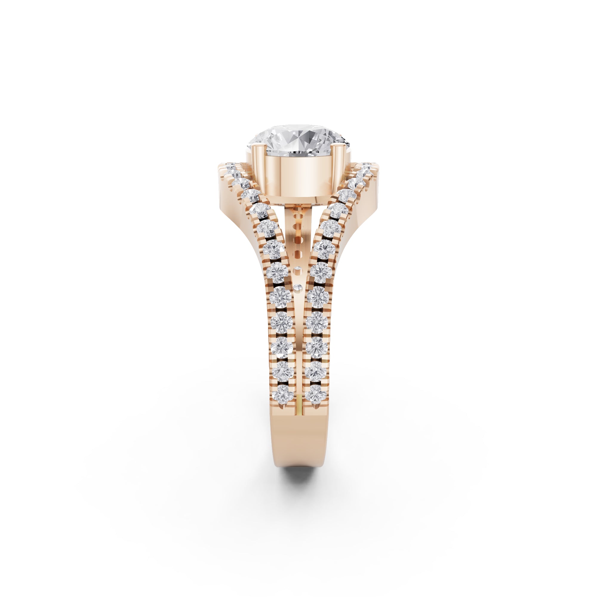 Aarinya Round Cut Diamond Bypass Halo Ring