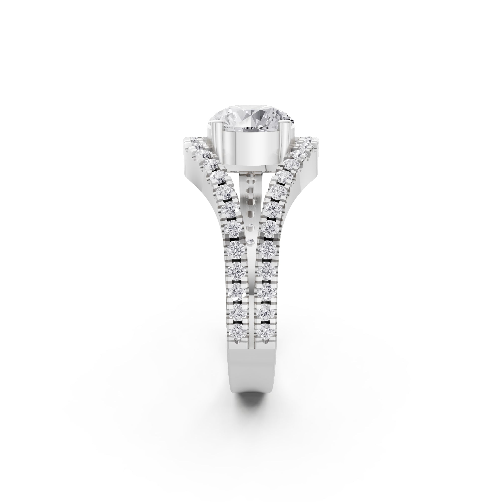 Aarinya Round Cut Diamond Bypass Halo Ring