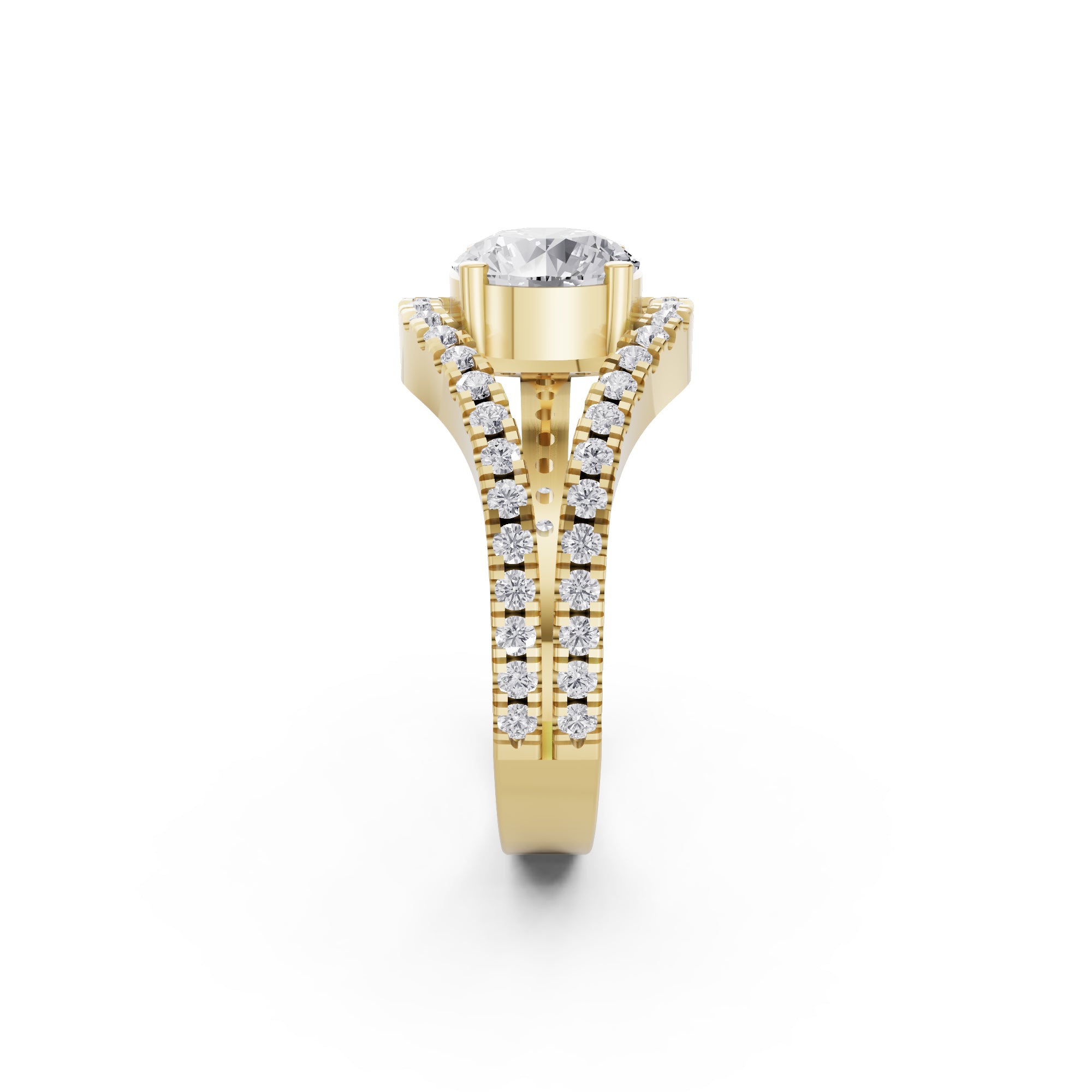 Aarinya Round Cut Diamond Bypass Halo Ring