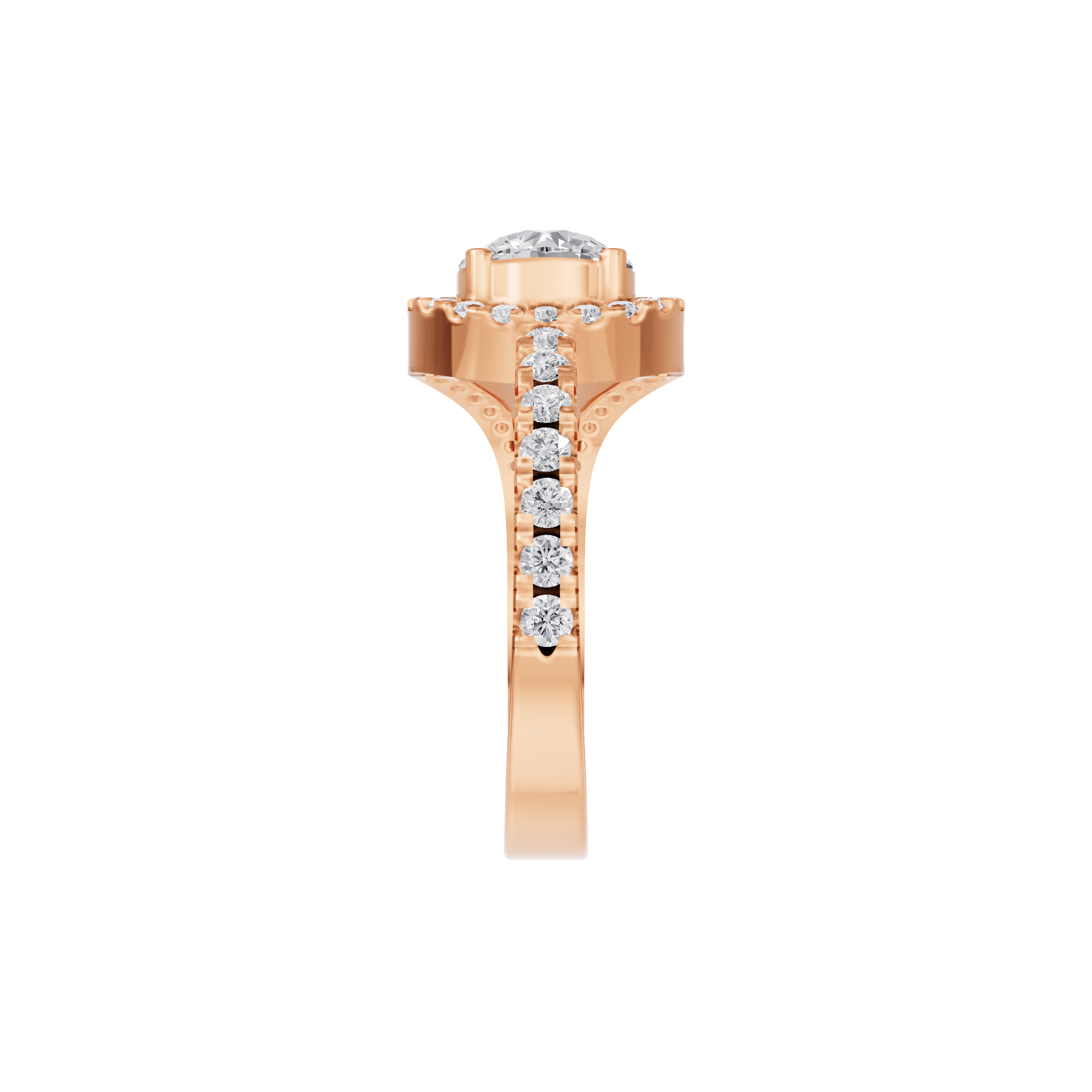 Aarinya Round Cut Diamond Bypass Halo Ring