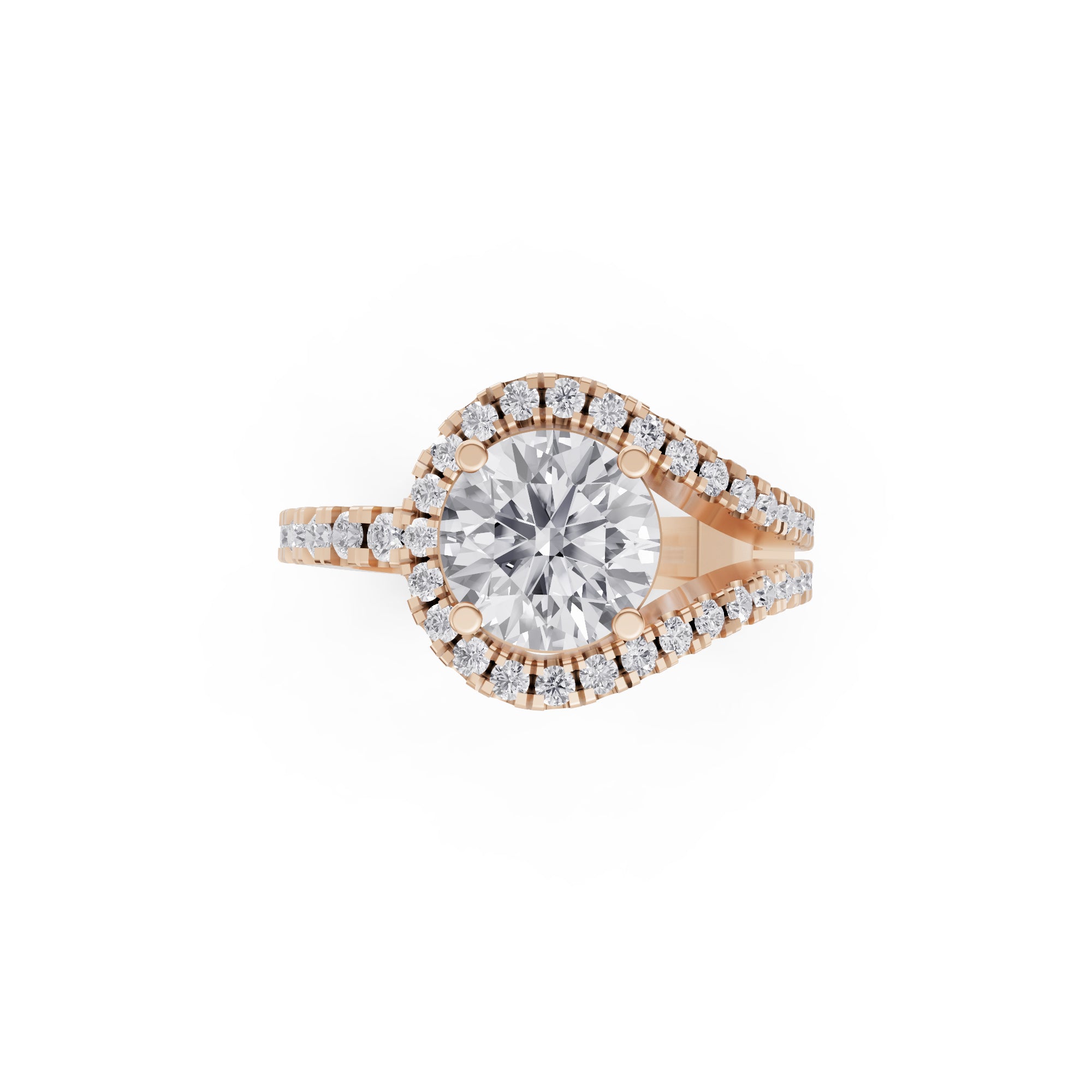 Aarinya Round Cut Diamond Bypass Halo Ring