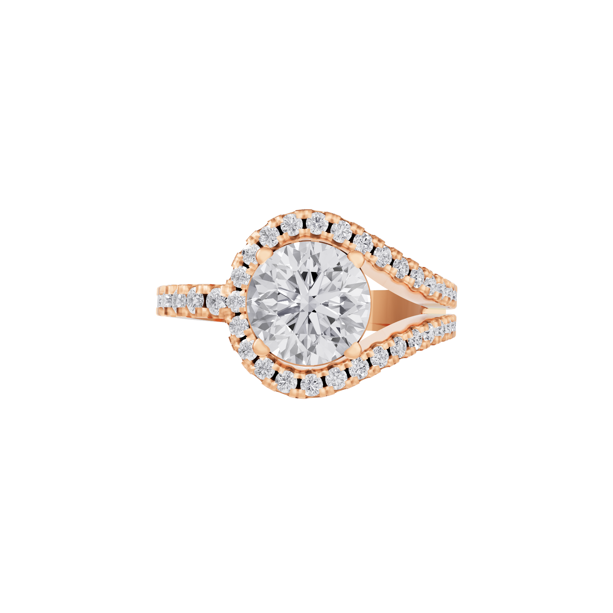 Aarinya Round Cut Diamond Bypass Halo Ring