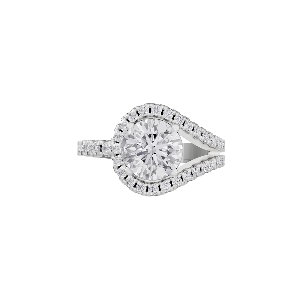 Aarinya Round Cut Diamond Bypass Halo Ring