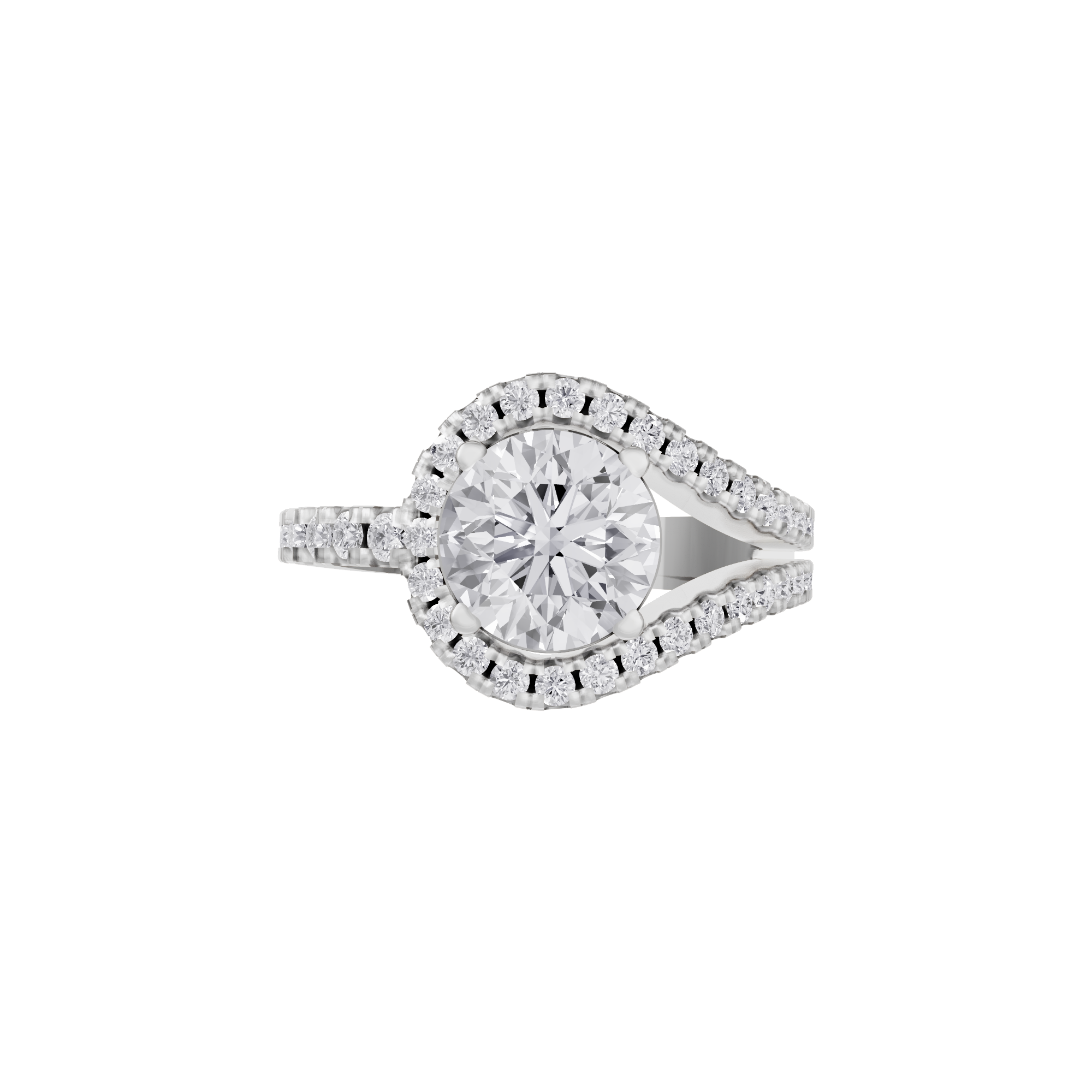Aarinya Round Cut Diamond Bypass Halo Ring