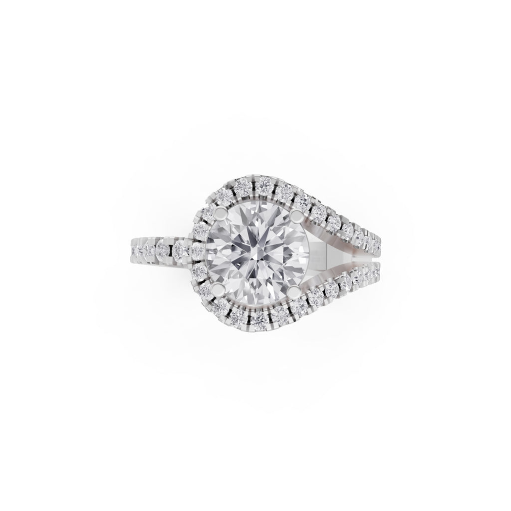 Aarinya Round Cut Diamond Bypass Halo Ring