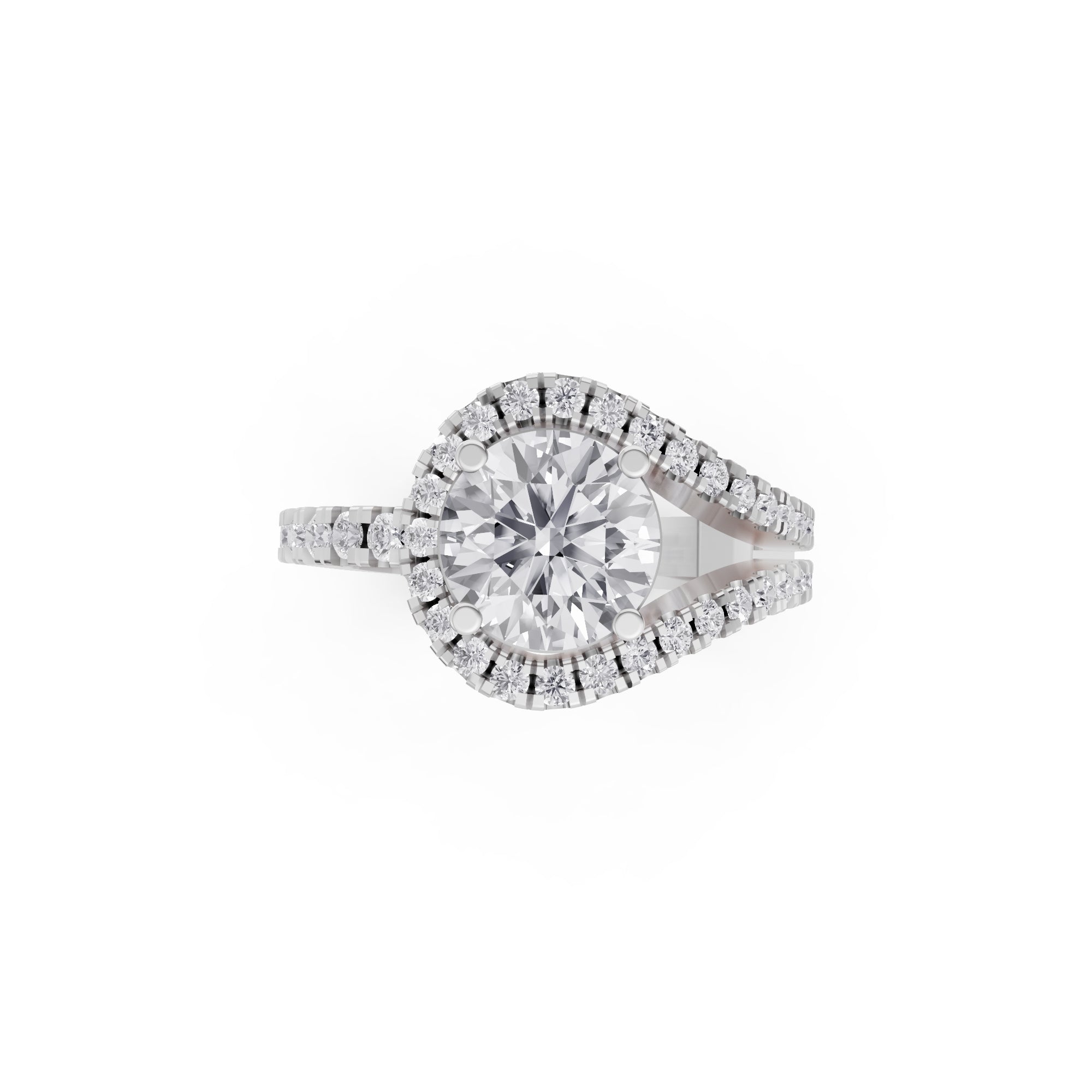 Aarinya Round Cut Diamond Bypass Halo Ring