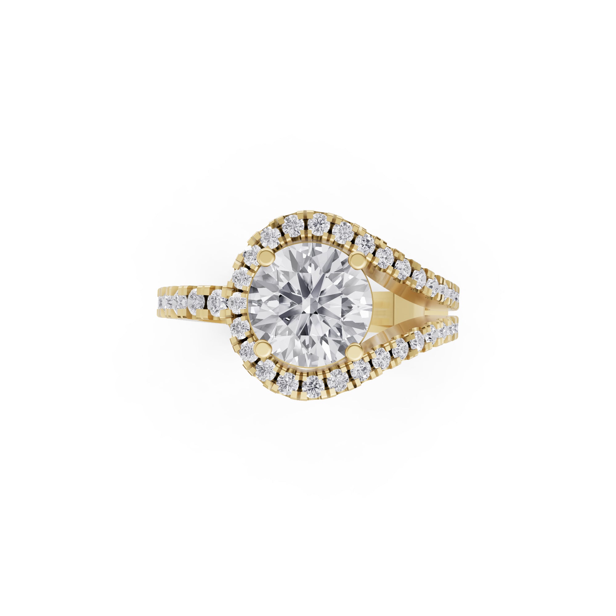 Aarinya Round Cut Diamond Bypass Halo Ring