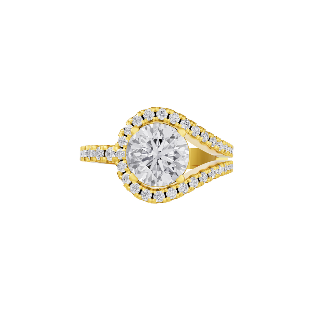 Aarinya Round Cut Diamond Bypass Halo Ring