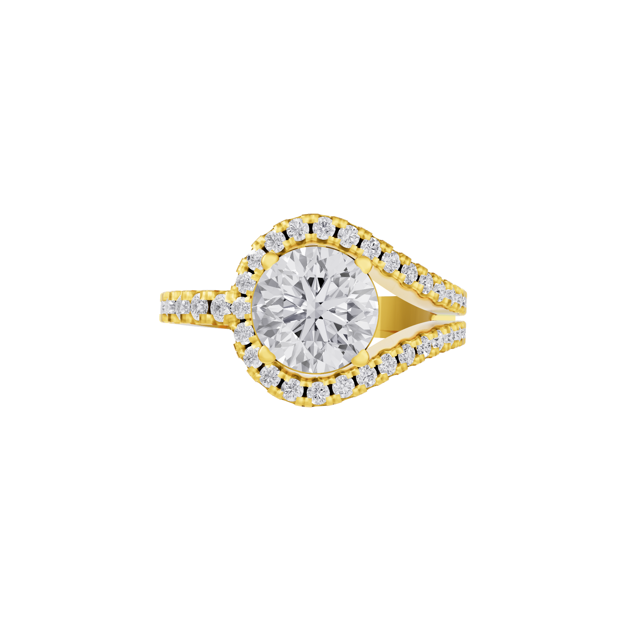 Aarinya Round Cut Diamond Bypass Halo Ring