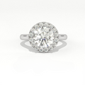 Aarinya Majestic Round Halo Ring, The Imperial Brilliance Statement Ring, Classic Halo Solitaire with Plain Band