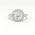 Aarinya Majestic Round Halo Ring, The Imperial Brilliance Statement Ring, Classic Halo Solitaire with Plain Band