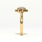 Aarinya Majestic Round Halo Ring, The Imperial Brilliance Statement Ring, Classic Halo Solitaire with Plain Band