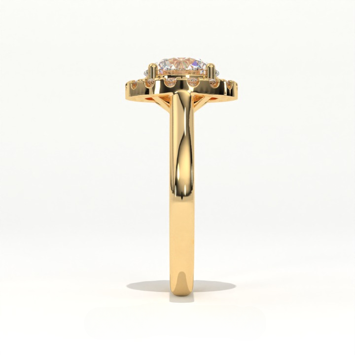 Aarinya Majestic Round Halo Ring, The Imperial Brilliance Statement Ring, Classic Halo Solitaire with Plain Band