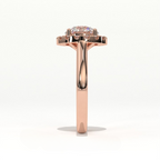 Aarinya Majestic Round Halo Ring, The Imperial Brilliance Statement Ring, Classic Halo Solitaire with Plain Band